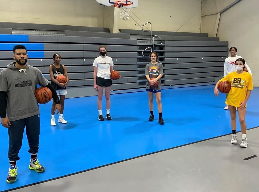 A player training on the court at US Hoops